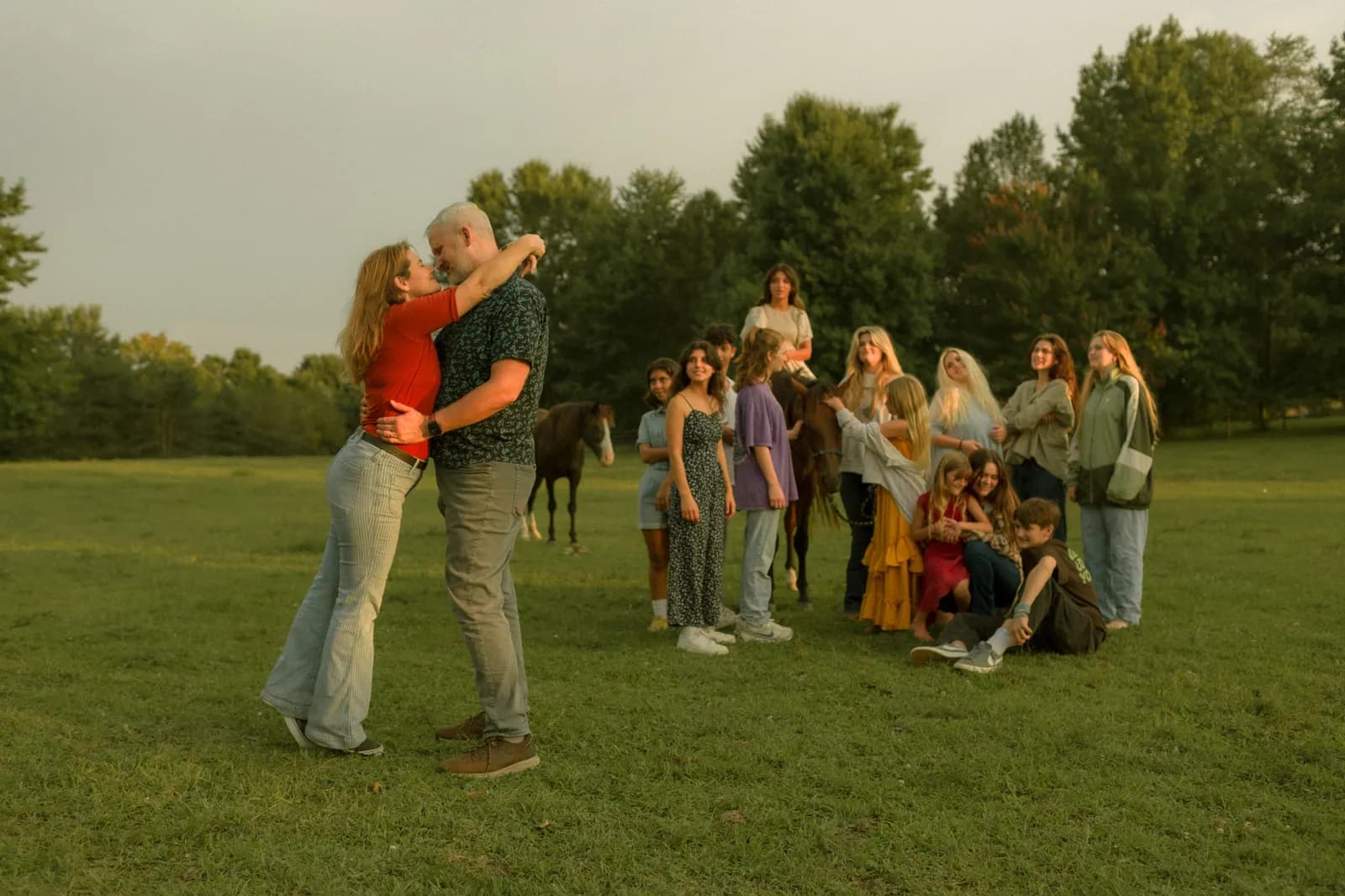 Sarah and Josh Brown with their children on the farm